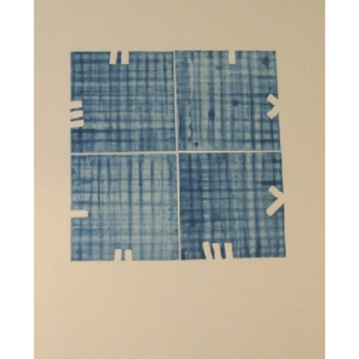 Etching with Aquatint Blue Squares