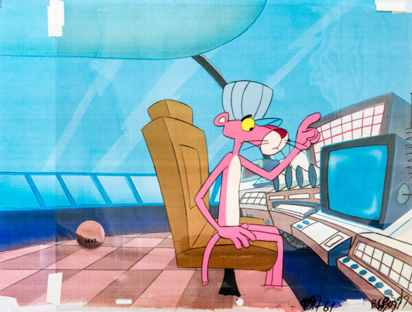Pink Panther Flying A Blimp (Original film illustration)