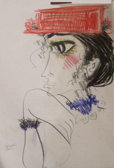 Girl with Blue Ruff Red Hat