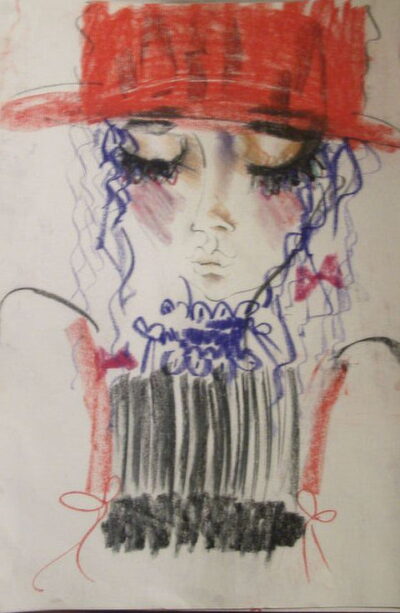 Girl with Red Hat & Veil