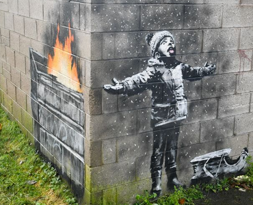 Banksy: Season’s Greetings artwork ‘trapped’